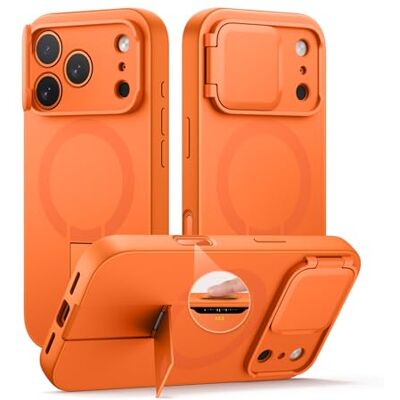 SURITCH Magnetische hoes, compatibel met iPhone 17 Pro Max, schokbestendige behuizing, beschermhoes met camera-afdekking en verstelbare standaard (oranje) SURITCH Magnetische hoes, compatibel met iPhone 17 Pro Max, schokbestendige behuizing, beschermhoes met camera-afdekking en verstelbare standaard (oranje)