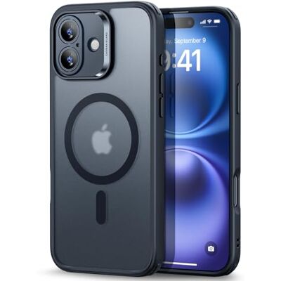 ESR Beschermhoes voor iPhone 16, doorschijnende matte hoes, compatibel met MagSafe, bescherming van militaire kwaliteit, klassieke serie, mat zwart ESR Beschermhoes voor iPhone 16, doorschijnende matte hoes, compatibel met MagSafe, bescherming van militaire kwaliteit, klassieke serie, mat zwart