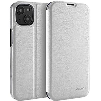 doupi Flip Cover voor iPhone 13 Mini (5,4 inch), beschermhoes met magneetsluiting en standaard, wit doupi Flip Cover voor iPhone 13 Mini (5,4 inch), beschermhoes met magneetsluiting en standaard, wit