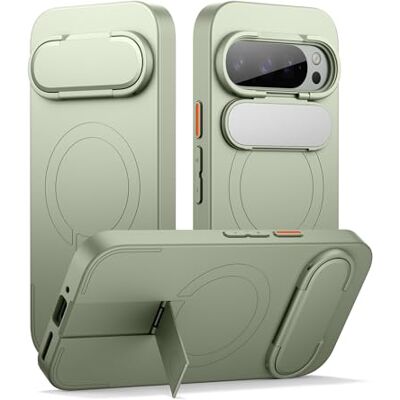 SURITCH Hoesje compatibel met Google Pixel 9/9 Pro, magnetische beschermhoes met metalen standaard en camerabescherming, schokbestendig, krasbestendig, groen SURITCH Hoesje compatibel met Google Pixel 9/9 Pro, magnetische beschermhoes met metalen standaard en camerabescherming, schokbestendig, krasbestendig, groen