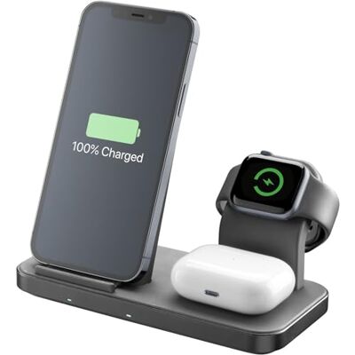 Cellular Line Trio Wireless Charger 3-in-1 draadloze oplader voor Apple-apparaten: iPhone, Apple Watch, Airpods Cellular Line Trio Wireless Charger 3-in-1 draadloze oplader voor Apple-apparaten: iPhone, Apple Watch, Airpods