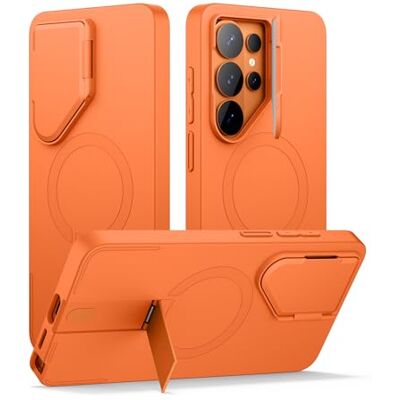 SURITCH Magnetische hoes, compatibel met Samsung Galaxy S26 Ultra met camerabescherming en verstelbare metalen standaard, schokbestendig, dunne beschermhoes, oranje SURITCH Magnetische hoes, compatibel met Samsung Galaxy S26 Ultra met camerabescherming en verstelbare metalen standaard, schokbestendig, dunne beschermhoes, oranje