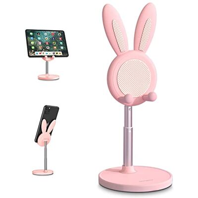 nediea Mobiele telefoonstandaard, in hoek verstelbare mobiele telefoonstandaard voor bureau, schattige konijnentelefoonhouder voor bureau, compatibel met alle mobiele telefoons, iPhone, Samsung, Pixel, iPad, tablet (4-10 inch/10-25 cm) (roze) nediea Mobiele telefoonstandaard, in hoek verstelbare mobiele telefoonstandaard voor bureau, schattige konijnentelefoonhouder voor bureau, compatibel met alle mobiele telefoons, iPhone, Samsung, Pixel, iPad, tablet (4-10 inch/10-25 cm) (roze)