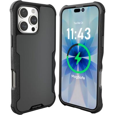 Smartish ® Gripzilla Magnetische beschermhoes voor iPhone 16 Pro Max, MagSafe-compatibel, robuuste dunne hoes met geteste valbescherming, zwart (Black Tie Affair) Smartish ® Gripzilla Magnetische beschermhoes voor iPhone 16 Pro Max, MagSafe-compatibel, robuuste dunne hoes met geteste valbescherming, zwart (Black Tie Affair)