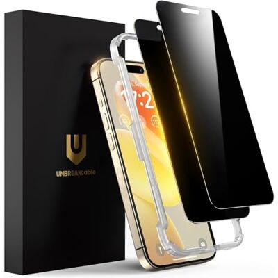 UNBREAKcable Set van 2 screenprotectors voor iPhone 15 Pro Max (6,7 inch) met anti-spion, krasbestendig, anti-vingerafdruk, zonder luchtbellen UNBREAKcable Set van 2 screenprotectors voor iPhone 15 Pro Max (6,7 inch) met anti-spion, krasbestendig, anti-vingerafdruk, zonder luchtbellen
