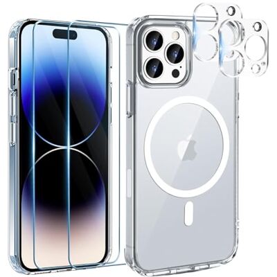 PHONILLICO Beschermhoes voor iPhone 16 Pro Max en 2 gehard glazen, displaybeschermfolie en 2 camerabeschermingen, geïntegreerde magnetische cirkel PHONILLICO Beschermhoes voor iPhone 16 Pro Max en 2 gehard glazen, displaybeschermfolie en 2 camerabeschermingen, geïntegreerde magnetische cirkel