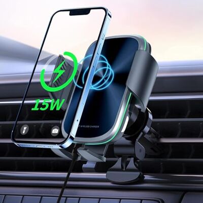 OHFAMO Mobiele telefoonhouder voor in de auto met oplaadfunctie, Qi draadloze oplader, inductief opladen, 15 W, voor iPhone, Samsung, Huawei, Xiaomi, LG, alle Qi-compatibele mobiele telefoons OHFAMO Mobiele telefoonhouder voor in de auto met oplaadfunctie, Qi draadloze oplader, inductief opladen, 15 W, voor iPhone, Samsung, Huawei, Xiaomi, LG, alle Qi-compatibele mobiele telefoons