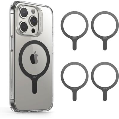 ESR 4 stuks MagSafe magnetische ringen voor telefoonhoes, universele draadloze oplader ombouwset voor iPhone 16/16e/15/14/13/12/11, Galaxy S24/S23/S22 en meer, zwart ESR 4 stuks MagSafe magnetische ringen voor telefoonhoes, universele draadloze oplader ombouwset voor iPhone 16/16e/15/14/13/12/11, Galaxy S24/S23/S22 en meer, zwart