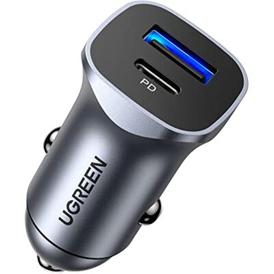 UGREEN USB C Autolader 24W Dual Poorten Aluminium Snelle Car Charger Ondersteunt PD QC 3.0 Compatibel met iPhone 13 12 11, Galaxy S21 S20 Note10 A80 A50, Huawei P40 P30 Pro enz. UGREEN USB C Autolader 24W Dual Poorten Aluminium Snelle Car Charger Ondersteunt PD QC 3.0 Compatibel met iPhone 13 12 11, Galaxy S21 S20 Note10 A80 A50, Huawei P40 P30 Pro enz.