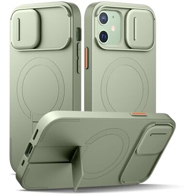 SURITCH Magnetische hoes, compatibel met iPhone 12/12 Pro, schokbestendige bufferbehuizing, beschermhoes met schuifdeksel voor camera en verstelbare standaard (groen) SURITCH Magnetische hoes, compatibel met iPhone 12/12 Pro, schokbestendige bufferbehuizing, beschermhoes met schuifdeksel voor camera en verstelbare standaard (groen)