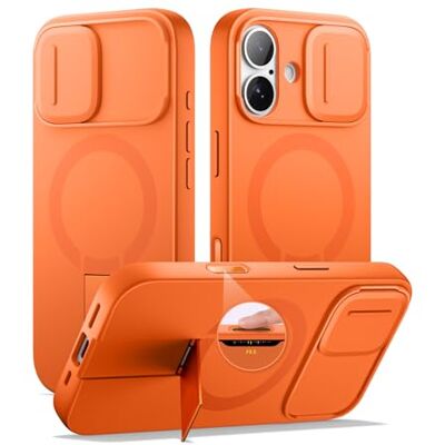 SURITCH Magnetische hoes, compatibel met iPhone 17, stootvaste beschermhoes met schuifcamera-hoes en verstelbare standaard (oranje) SURITCH Magnetische hoes, compatibel met iPhone 17, stootvaste beschermhoes met schuifcamera-hoes en verstelbare standaard (oranje)