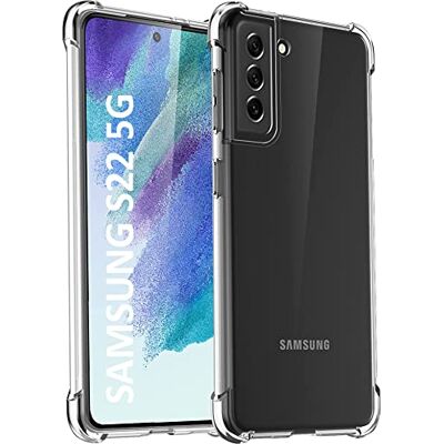 PHONILLICO Beschermhoes voor Samsung S22 5G, schokbestendig, gel, TPU, transparant, siliconen, zacht, schokabsorberend, ultradun PHONILLICO Beschermhoes voor Samsung S22 5G, schokbestendig, gel, TPU, transparant, siliconen, zacht, schokabsorberend, ultradun