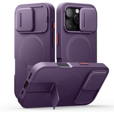 SURITCH Magnetische hoes, compatibel met iPhone 16 Pro, schokbestendig, krasbestendig, met schuifcamerabescherming en verstelbare standaard (paars) SURITCH Magnetische hoes, compatibel met iPhone 16 Pro, schokbestendig, krasbestendig, met schuifcamerabescherming en verstelbare standaard (paars)