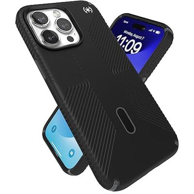 Speck Beschermhoes voor iPhone 15 Pro Max, ClickLock antislip vergrendeling, compatibel met MagSafe, handgreep tegen vallen, krasbestendig, voelt zacht aan, telefoonhoes Speck Beschermhoes voor iPhone 15 Pro Max, ClickLock antislip vergrendeling, compatibel met MagSafe, handgreep tegen vallen, krasbestendig, voelt zacht aan, telefoonhoes
