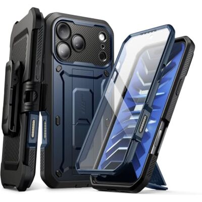 SUPCASE Beschermhoes voor iPhone 18 Pro/iPhone 17 Pro met riemclip Camera-bedieningsknop, displaybescherming, geïntegreerde standaard, robuuste volledige militaire bescherming (UB Pro), blauw SUPCASE Beschermhoes voor iPhone 18 Pro/iPhone 17 Pro met riemclip Camera-bedieningsknop, displaybescherming, geïntegreerde standaard, robuuste volledige militaire bescherming (UB Pro), blauw