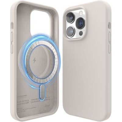 elago Magnetische siliconen beschermhoes voor iPhone 14 Pro Compatibel met MagSafe, geïntegreerde magneten, hoes van vloeibare siliconen, schokbestendig, sterke magneet (Stone) elago Magnetische siliconen beschermhoes voor iPhone 14 Pro Compatibel met MagSafe, geïntegreerde magneten, hoes van vloeibare siliconen, schokbestendig, sterke magneet (Stone)