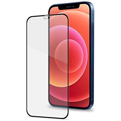 Celly Displaybeschermfolie voor iPhone 12 Pro Max, gehard glas, hardheid 9H, anti-vingerafdruk en krasbestendig, zwarte rand Celly Displaybeschermfolie voor iPhone 12 Pro Max, gehard glas, hardheid 9H, anti-vingerafdruk en krasbestendig, zwarte rand