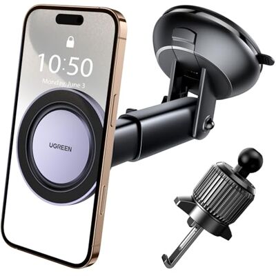 UGREEN Telefoonhouder voor auto, magnetisch, 2-in-1, autohouder Haak met zuignap, compatibel met MagSafe, magnetische ring iPhone 17 Plus Pro Max 16 15 Galaxy S25 Ultra Plus S24 Redmi 13C UGREEN Telefoonhouder voor auto, magnetisch, 2-in-1, autohouder Haak met zuignap, compatibel met MagSafe, magnetische ring iPhone 17 Plus Pro Max 16 15 Galaxy S25 Ultra Plus S24 Redmi 13C