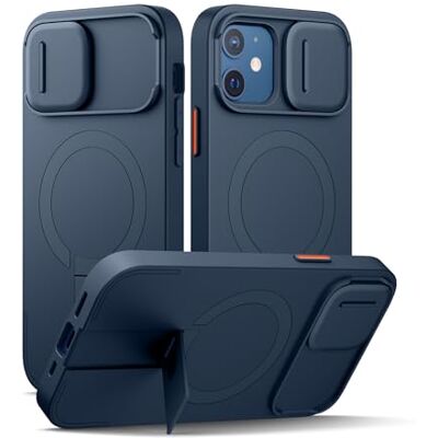 SURITCH Magnetische hoes, compatibel met iPhone 12/12 Pro, schokbestendige bufferbehuizing, beschermhoes met schuifdeksel voor camera en verstelbare standaard (donkerblauw) SURITCH Magnetische hoes, compatibel met iPhone 12/12 Pro, schokbestendige bufferbehuizing, beschermhoes met schuifdeksel voor camera en verstelbare standaard (donkerblauw)