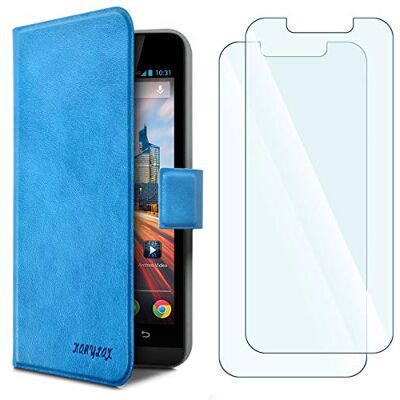 KARYLAX Set van 2 flexibele glazen en universele etui XL (A), lichtblauw, voor Logicom Le Spark KARYLAX Set van 2 flexibele glazen en universele etui XL (A), lichtblauw, voor Logicom Le Spark