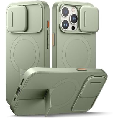 SURITCH Magnetisch hoesje compatibel met iPhone 15 Pro, schokbestendige beschermhoes met verschuifbare camera-afdekking en verstelbare standaard (groen) SURITCH Magnetisch hoesje compatibel met iPhone 15 Pro, schokbestendige beschermhoes met verschuifbare camera-afdekking en verstelbare standaard (groen)