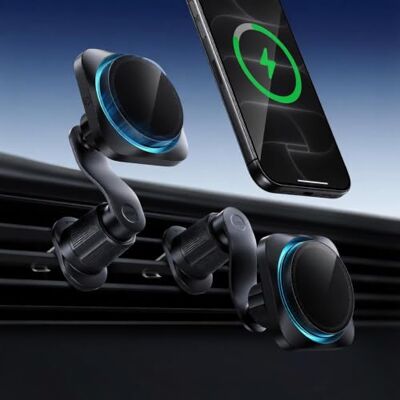 ESR OmniLock Qi2.2 Magnetische oplader voor MagSafe autohouder, 25 W, met CryoBoost, magnetische telefoonhouder voor ventilatierooster, 360° draaibaar, compatibel met iPhone ESR OmniLock Qi2.2 Magnetische oplader voor MagSafe autohouder, 25 W, met CryoBoost, magnetische telefoonhouder voor ventilatierooster, 360° draaibaar, compatibel met iPhone