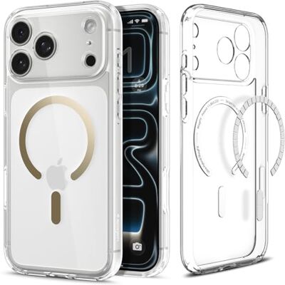 Spigen iPhone 17 Pro Max hoes, Ultra Hybrid MagFit, DuraClear, Signature , goud Spigen iPhone 17 Pro Max hoes, Ultra Hybrid MagFit, DuraClear, Signature , goud