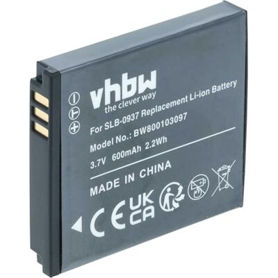 vhbw Li-ion batterij 600 mAh (3,7 V) voor Samsung Digimax ST10 camera. Vervangt: Samsung SLB-0937. vhbw Li-ion batterij 600 mAh (3,7 V) voor Samsung Digimax ST10 camera. Vervangt: Samsung SLB-0937.