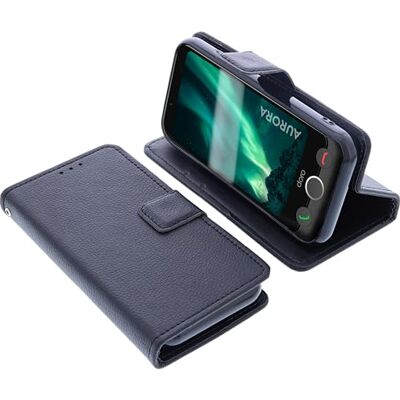 foto-kontor Beschermhoes compatibel met Doro Aurora A10 / A11 Zwart Boekstijl Beschermhoes voor mobiele telefoon Flip case met standaard foto-kontor Beschermhoes compatibel met Doro Aurora A10 / A11 Zwart Boekstijl Beschermhoes voor mobiele telefoon Flip case met standaard