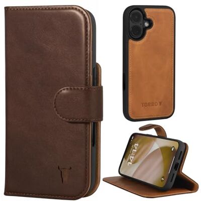TORRO Beschermhoes van leer, afneembaar, compatibel met iPhone 17 Echt leer, bumperhoes, magnetische afneembare portemonnee, standaard, compatibel met MagSafe opladen TORRO Beschermhoes van leer, afneembaar, compatibel met iPhone 17 Echt leer, bumperhoes, magnetische afneembare portemonnee, standaard, compatibel met MagSafe opladen