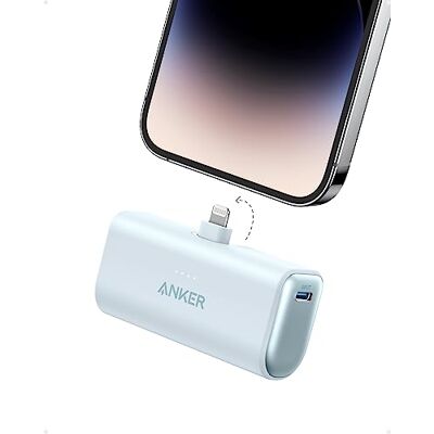 Anker 621 powerbank met geïntegreerde Lightning-aansluiting, 5000 mAh batterij, 12 W MFi-gecertificeerd, compatibel met iPhone 14/14 Pro/14 Plus/14 Pro Max, iPhone 13 en 12-serie (blauw) Anker 621 powerbank met geïntegreerde Lightning-aansluiting, 5000 mAh batterij, 12 W MFi-gecertificeerd, compatibel met iPhone 14/14 Pro/14 Plus/14 Pro Max, iPhone 13 en 12-serie (blauw)