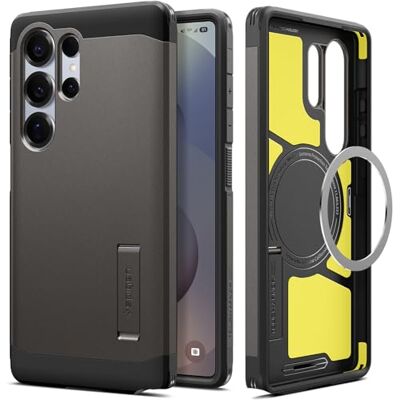 Spigen Tough Armor (AI) Telefoonhoes met MagFit, voor Samsung Galaxy S25 Ultra 5G, donkergrijs (Gunmetal) Spigen Tough Armor (AI) Telefoonhoes met MagFit, voor Samsung Galaxy S25 Ultra 5G, donkergrijs (Gunmetal)