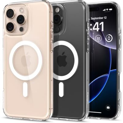 Spigen Beschermhoes voor iPhone 16 Pro Max, Ultra Hybrid MagFit, anti-vergeling, 6,9 inch, compatibel met MagSafe, wit Spigen Beschermhoes voor iPhone 16 Pro Max, Ultra Hybrid MagFit, anti-vergeling, 6,9 inch, compatibel met MagSafe, wit