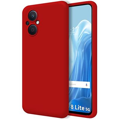 Tumundosmartphone beschermhoes voor OPPO Reno 8 Lite 5G, vloeibare siliconen, extra zacht, rood Tumundosmartphone beschermhoes voor OPPO Reno 8 Lite 5G, vloeibare siliconen, extra zacht, rood