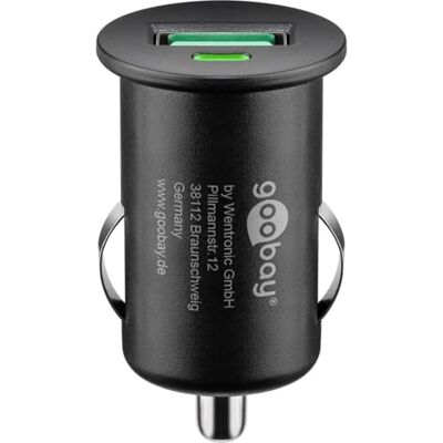 goobay 45162 Quick Charge USB-poort autolader adapter USB 12 V/24 V mini USB-adapter auto snellader 18 W goobay 45162 Quick Charge USB-poort autolader adapter USB 12 V/24 V mini USB-adapter auto snellader 18 W