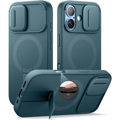 SURITCH Magnetische hoes, compatibel met iPhone 17, schokbestendige beschermhoes met camera-bedieningsknop, schuifhoes voor camera en verstelbare standaard (zeegroen) SURITCH Magnetische hoes, compatibel met iPhone 17, schokbestendige beschermhoes met camera-bedieningsknop, schuifhoes voor camera en verstelbare standaard (zeegroen)