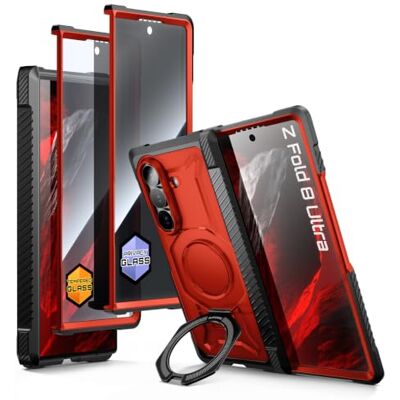 SUPCASE Beschermhoes voor Samsung Galaxy Z Fold 8 Ultra met HD & anti-spionage, met magnetische houder, compatibel met MagSafe, scharnierbescherming, militaire kwaliteit (UB Grip), rood SUPCASE Beschermhoes voor Samsung Galaxy Z Fold 8 Ultra met HD & anti-spionage, met magnetische houder, compatibel met MagSafe, scharnierbescherming, militaire kwaliteit (UB Grip), rood