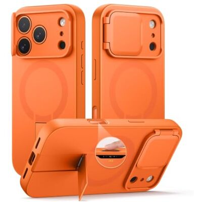 SURITCH Magnetische hoes, compatibel met iPhone 17 Pro, stootvaste beschermhoes met schuifcamera-hoes en verstelbare standaard, zonder displaybescherming (oranje) SURITCH Magnetische hoes, compatibel met iPhone 17 Pro, stootvaste beschermhoes met schuifcamera-hoes en verstelbare standaard, zonder displaybescherming (oranje)