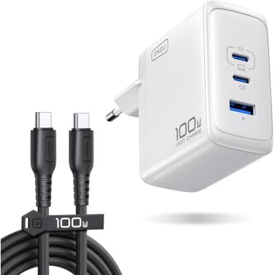 INIU 100W USB C snellader (GaN II) 3 poorten voor PD PPS laptop wit INIU 100W USB C snellader (GaN II) 3 poorten voor PD PPS laptop wit