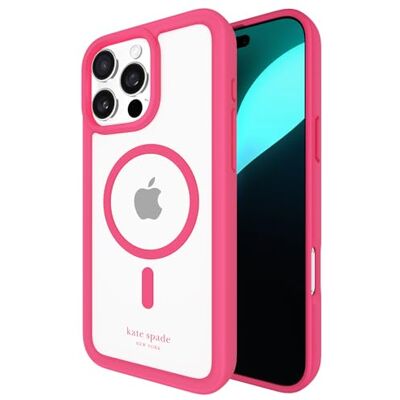 Kate Spade New York iPhone 16 Pro Max hoes, compatibel met MagSafe, design telefoonhoes, roze pompon Kate Spade New York iPhone 16 Pro Max hoes, compatibel met MagSafe, design telefoonhoes, roze pompon