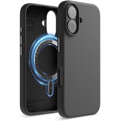 elago Magnetische siliconen hoes voor iPhone 16 Compatibel met MagSafe, geïntegreerde magneten, zachte siliconen, antislip, schokbestendig (zwart) elago Magnetische siliconen hoes voor iPhone 16 Compatibel met MagSafe, geïntegreerde magneten, zachte siliconen, antislip, schokbestendig (zwart)