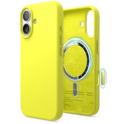 elago Magnetische siliconen hoes voor iPhone 17 Compatibel met MagSafe, vloeibare siliconen, bescherming, schokbestendig, dunne beschermhoes (neongeel) elago Magnetische siliconen hoes voor iPhone 17 Compatibel met MagSafe, vloeibare siliconen, bescherming, schokbestendig, dunne beschermhoes (neongeel)
