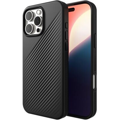 ZAGG Luxe Snap Snap-hoes voor iPhone 16 Pro Max, draadloos opladen, MagSafe 3 m valbescherming, milieuvriendelijk, versterkt met grafeen, golvend design, zwart ZAGG Luxe Snap Snap-hoes voor iPhone 16 Pro Max, draadloos opladen, MagSafe 3 m valbescherming, milieuvriendelijk, versterkt met grafeen, golvend design, zwart