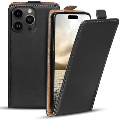 Verco Beschermhoes met klep voor iPhone 16 Pro, verticale klep, zwart Verco Beschermhoes met klep voor iPhone 16 Pro, verticale klep, zwart