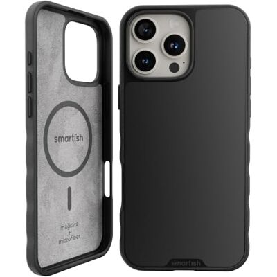 Smartish Gripmunk Slanke en lichte magnetische beschermhoes met microvezelvoering voor iPhone 16 Pro Max, compatibel met MagSafe, zwart (Black Tie Affair) Smartish Gripmunk Slanke en lichte magnetische beschermhoes met microvezelvoering voor iPhone 16 Pro Max, compatibel met MagSafe, zwart (Black Tie Affair)