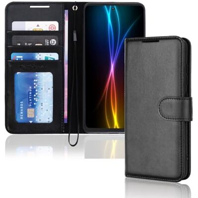 TECHGEAR Samsung Galaxy S21/S21 5G PU-lederen portemonnee-hoesje met kaarthouder en polsband, zwart TECHGEAR Samsung Galaxy S21/S21 5G PU-lederen portemonnee-hoesje met kaarthouder en polsband, zwart