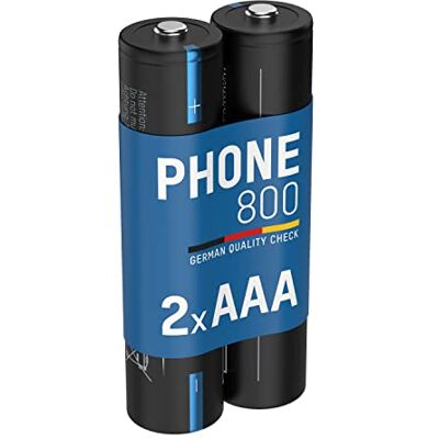 Ansmann Oplaadbare batterijen HR03 Phone 800 mAh (2 stuks) DECT-batterijen voor draadloze telefoon of babyfoon snel opladen en lage zelfontlading Ansmann Oplaadbare batterijen HR03 Phone 800 mAh (2 stuks) DECT-batterijen voor draadloze telefoon of babyfoon snel opladen en lage zelfontlading