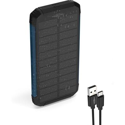 Ansmann PB212WLED Powerbank met 5W draadloos opladen, 3W led-lamp, zonnepaneel, 2x USB-A, 10000mAh capaciteit Ansmann PB212WLED Powerbank met 5W draadloos opladen, 3W led-lamp, zonnepaneel, 2x USB-A, 10000mAh capaciteit