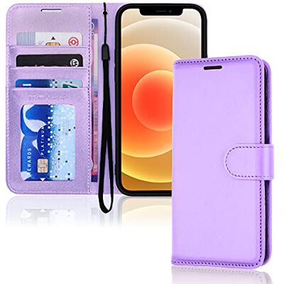 TECHGEAR Beschermhoes voor iPhone 12/iPhone 12 Pro, klaphoes met kaarthouder, standaard en polsband, paars kunstleer met magneetsluiting voor iPhone 12/12 Pro 6,1 inch TECHGEAR Beschermhoes voor iPhone 12/iPhone 12 Pro, klaphoes met kaarthouder, standaard en polsband, paars kunstleer met magneetsluiting voor iPhone 12/12 Pro 6,1 inch