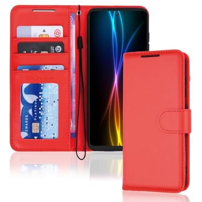TECHGEAR Samsung S20 Fan Edition PU-lederen portemonnee-hoesje met kaarthouder en polsband, rood TECHGEAR Samsung S20 Fan Edition PU-lederen portemonnee-hoesje met kaarthouder en polsband, rood